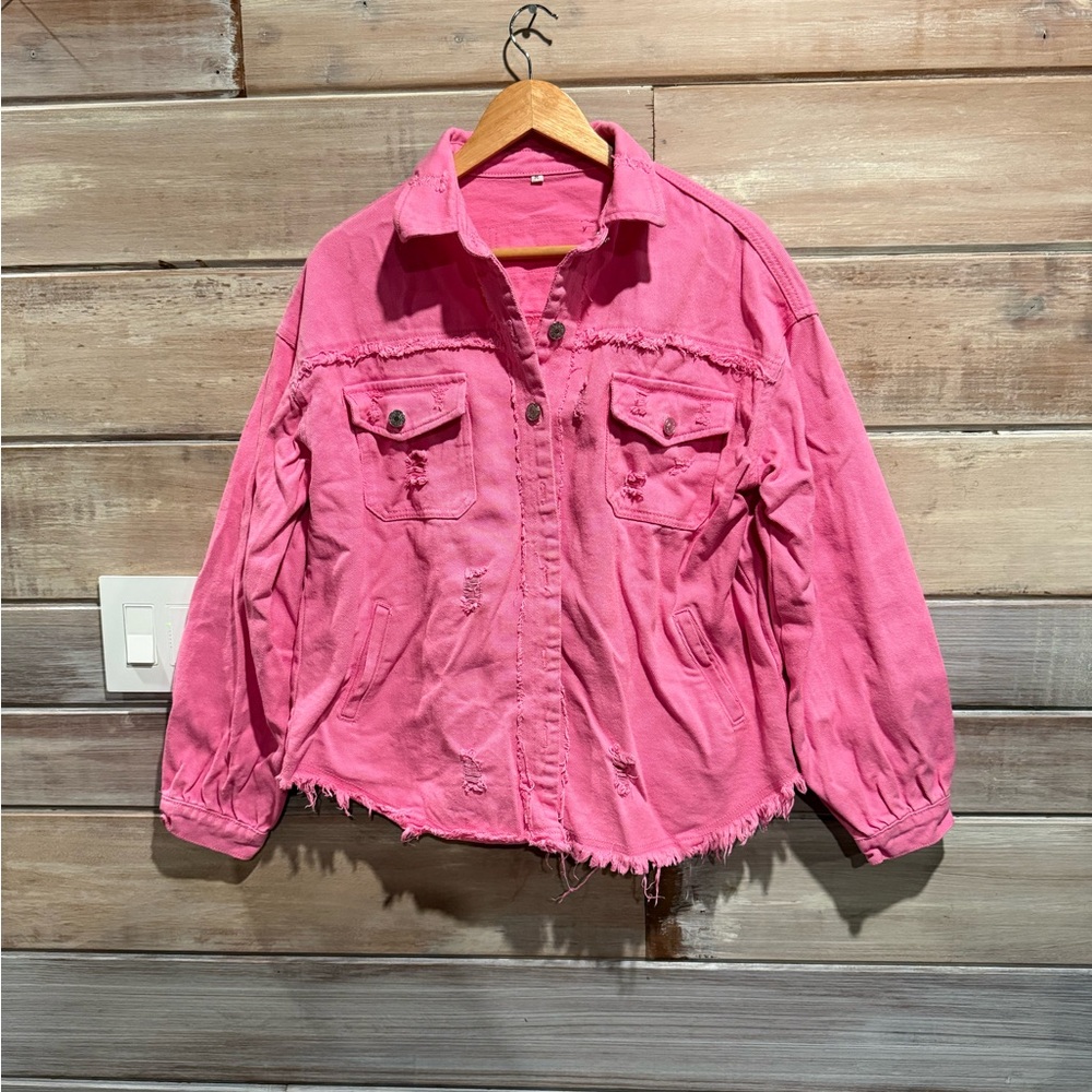Vintage Pink Denim Jacket Size Medium
